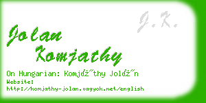 jolan komjathy business card